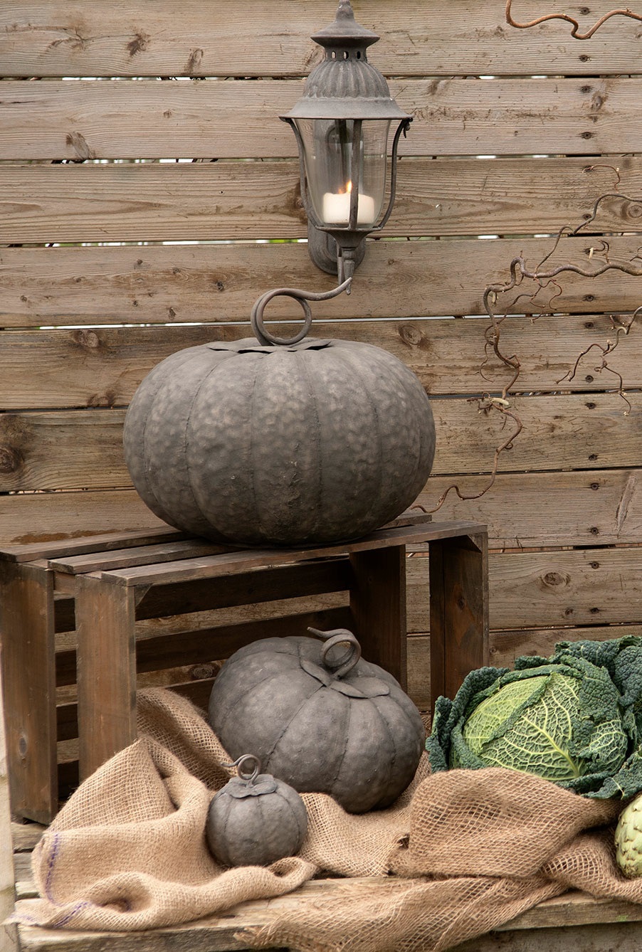 Pumpa - Metall - Rund - Dekoration - 24,5x19 cm  - 5