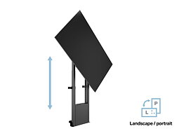 M Motorized Floormount Flip VESA 2/3/4/600 Black incl cabinet Black