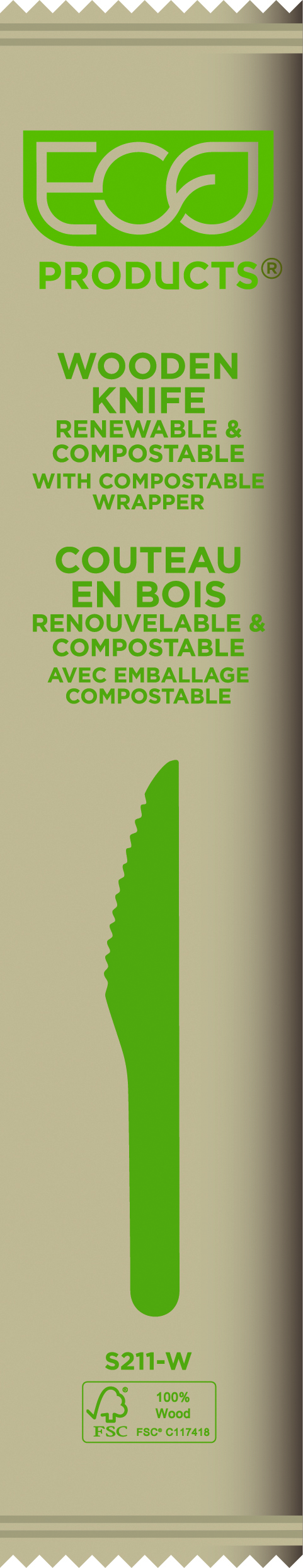 Knife Birchwood, wrapped ,165 mm 500 pcs/case