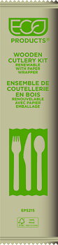 Cutlery Kit Birchwood, wrapped Knife/Fork/Spoon/Napkin 250 pcs/case