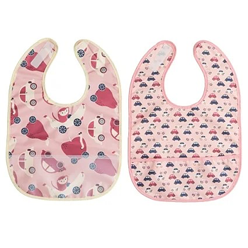 Rätt Start Haklapp 2-Pack - Bilar Rosa/Lila
