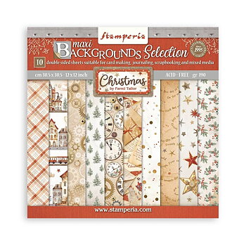 Stamperia Paper Pad 12X12 - Gear up for Christmas Maxi Backgrounds