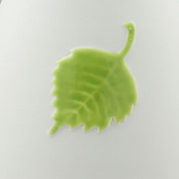 Sven Wejsfelt (1970s) White Vase with Green Leaf Relief 19 cm