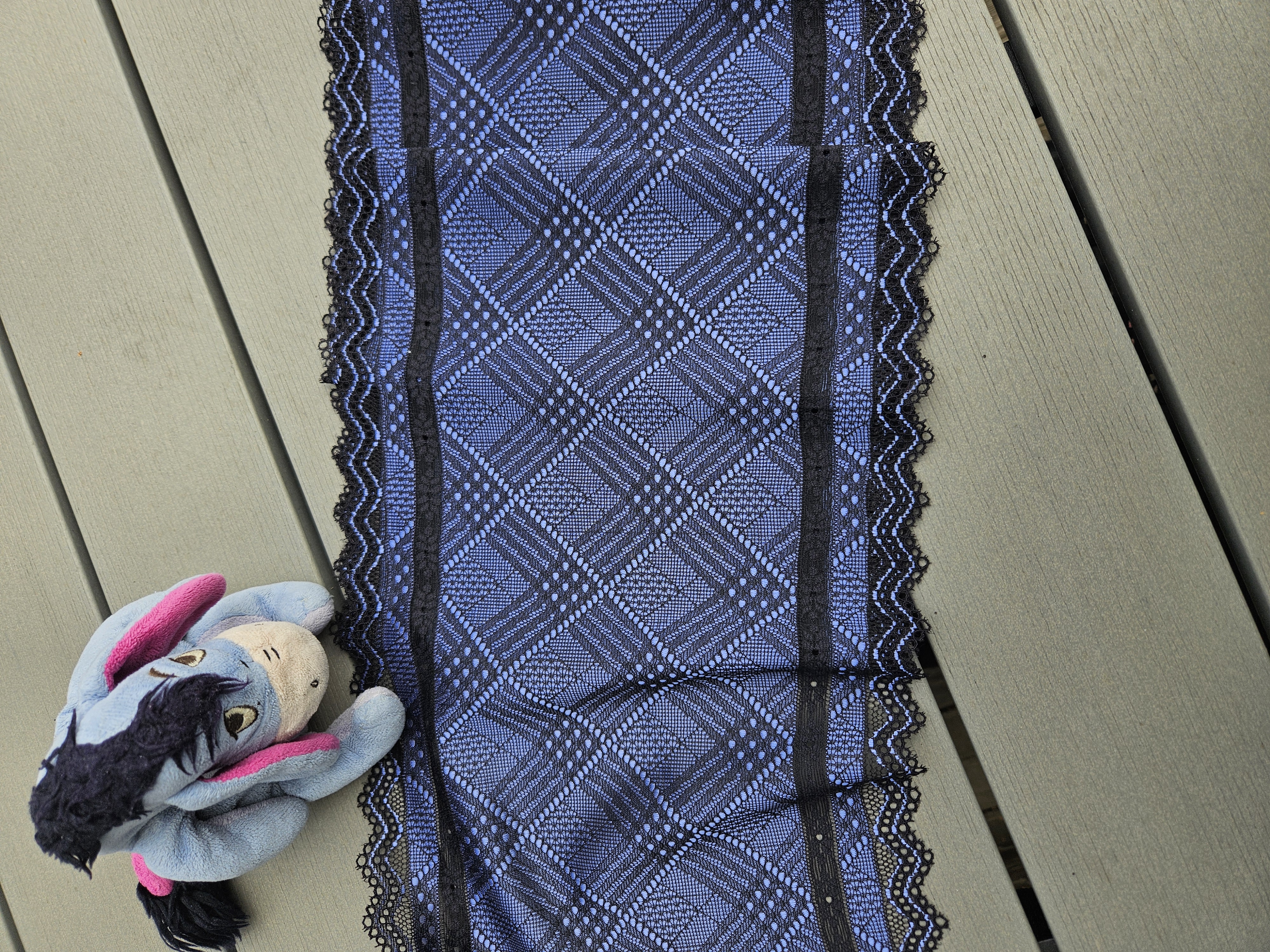 Stretch lace 21 cm - Black & Royal blue  - 5