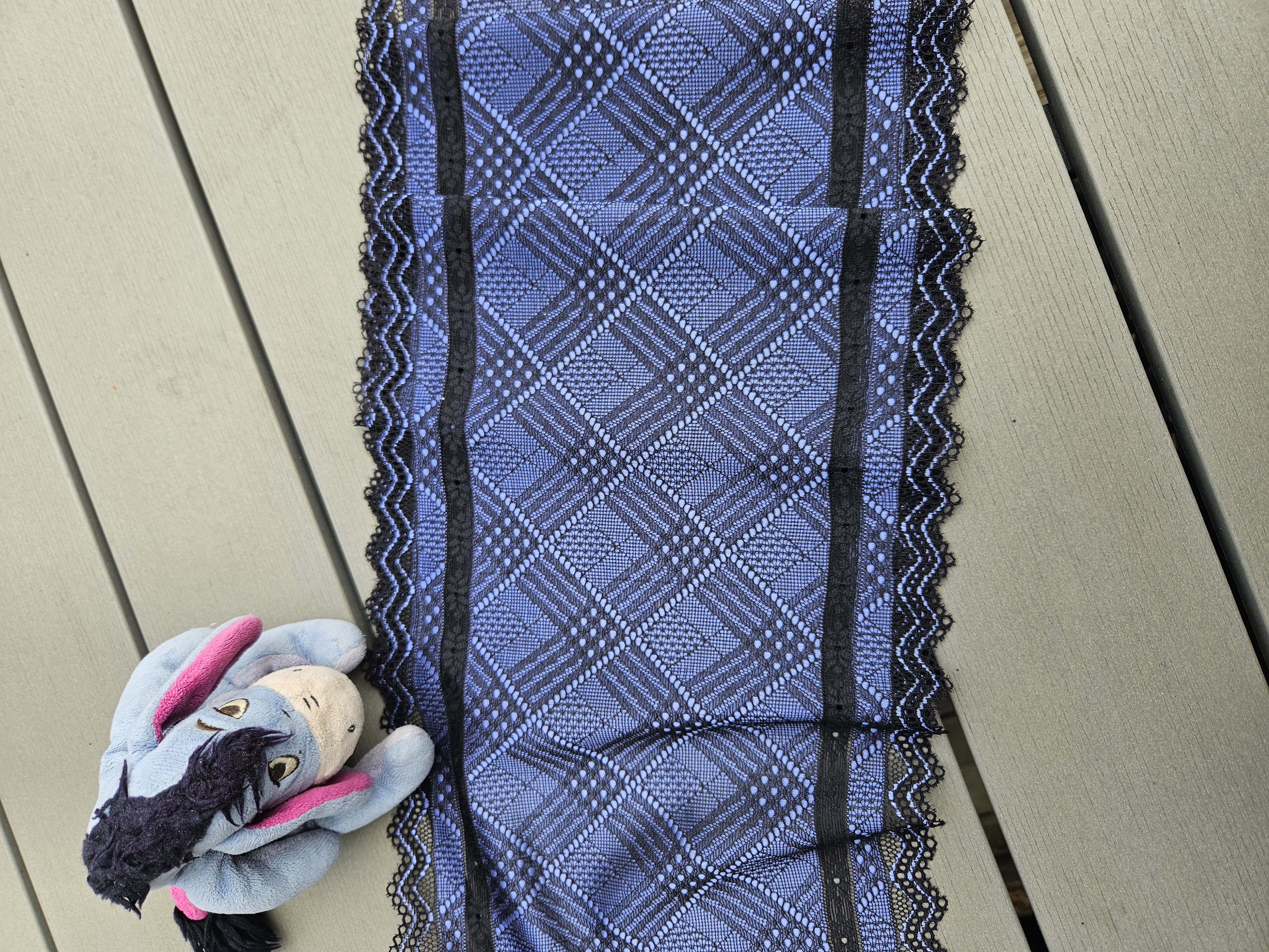 Stretch lace 21 cm - Black & Royal blue  - 2