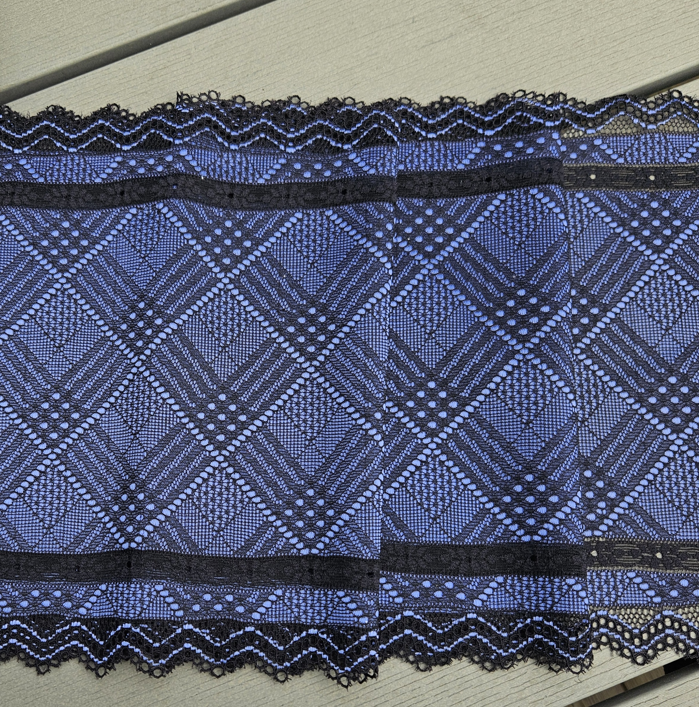 Stretch lace 21 cm - Black & Royal blue  - 4