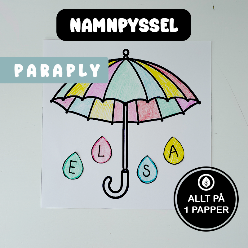 Namnpyssel - regndroppar som namn Paraply