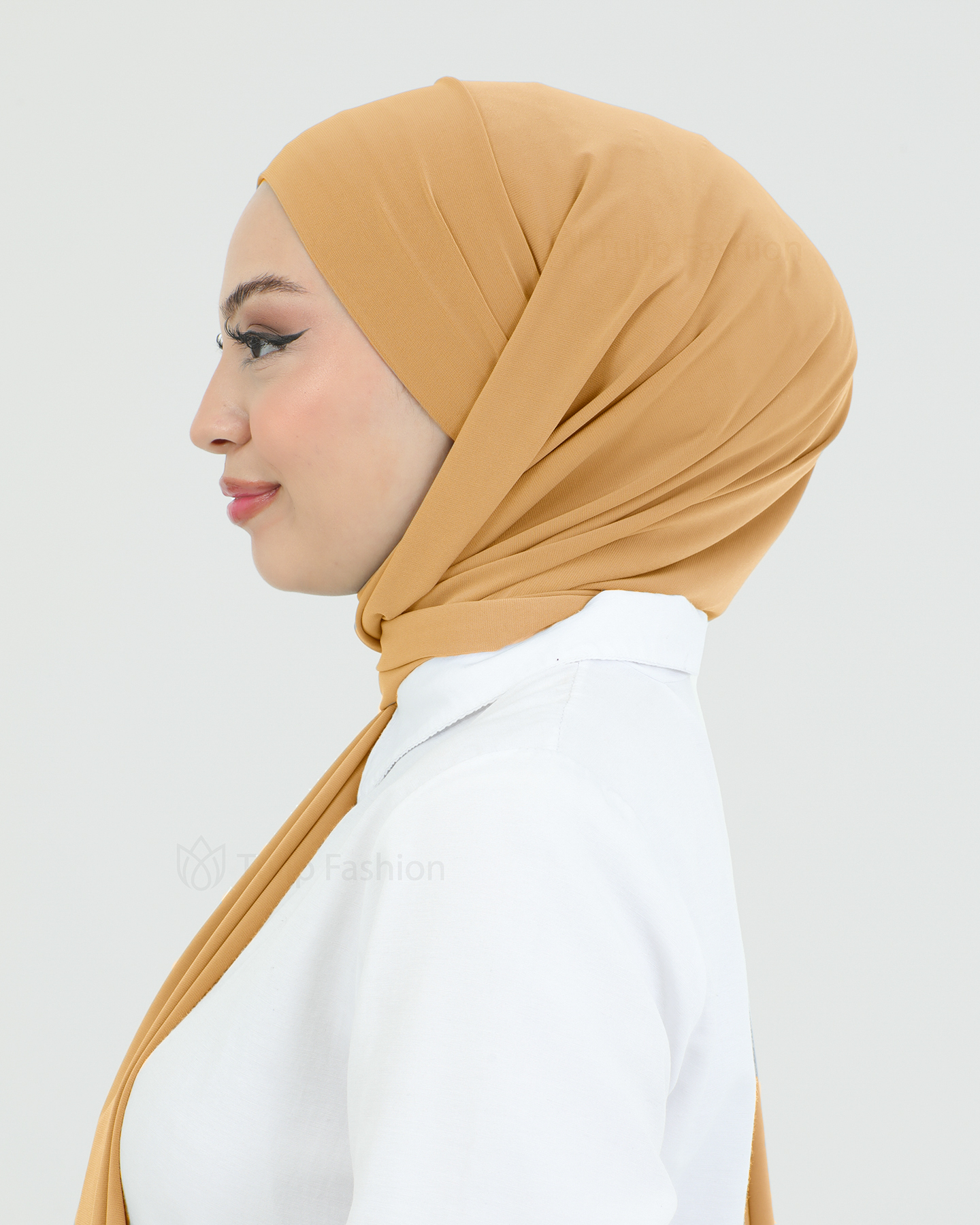 Hijab - Instant lycra with band - Peach - 3