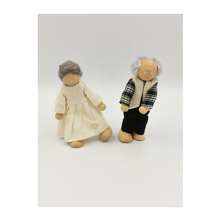 Dollhouse Second Hand Wooden Dolls - Grandma and Grandpa