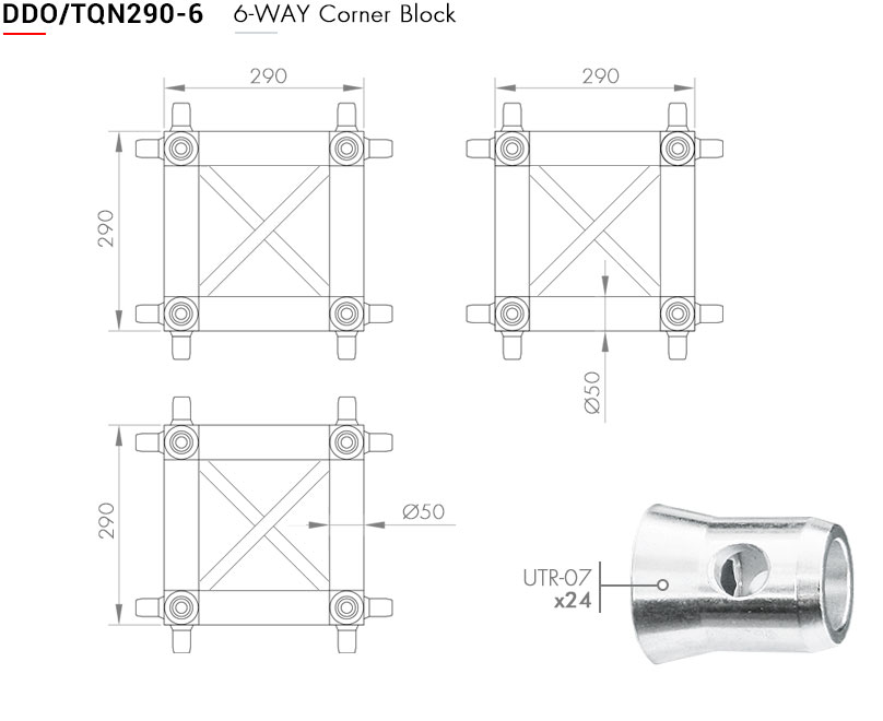 Connection box for trusses / 29 x 29 cm (various connectors) - 7