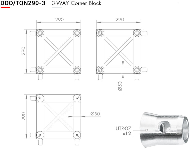 Connection box for trusses / 29 x 29 cm (various connectors) - 4
