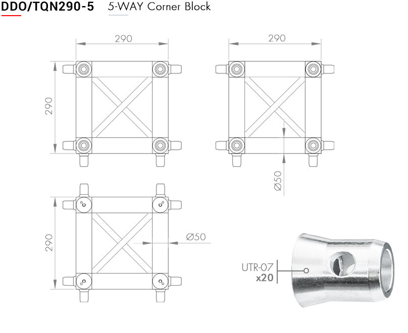 Connection box for trusses / 29 x 29 cm (various connectors) - 6