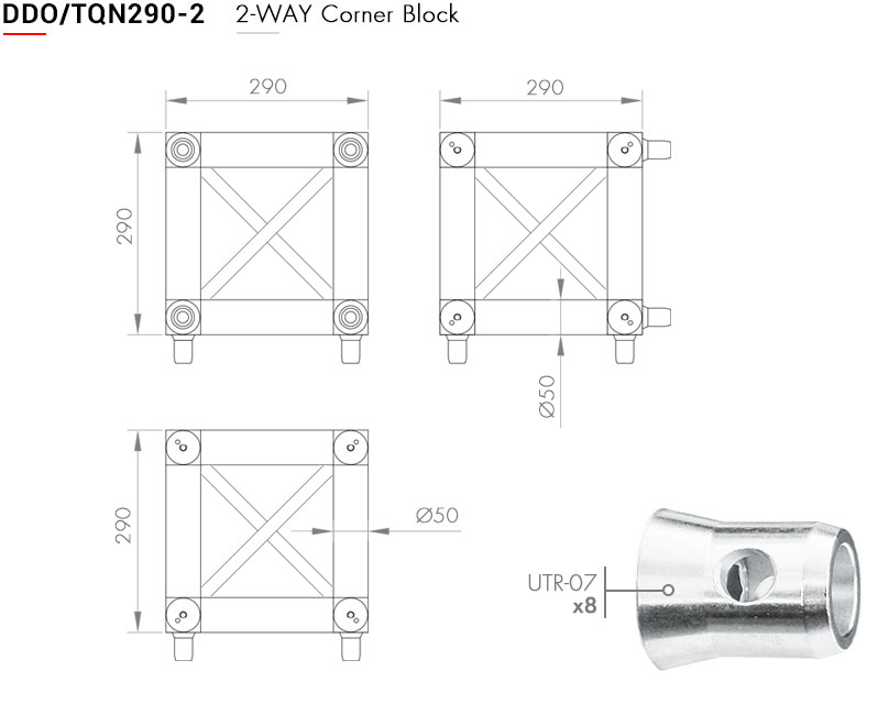 Connection box for trusses / 29 x 29 cm (various connectors) - 3