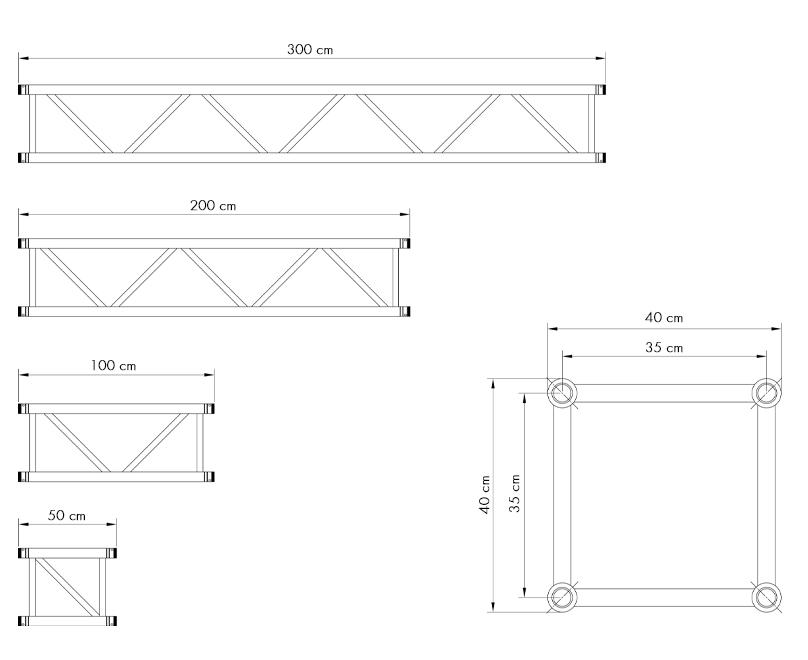 Square truss / 40 x 40 cm / (various lengths) - 3