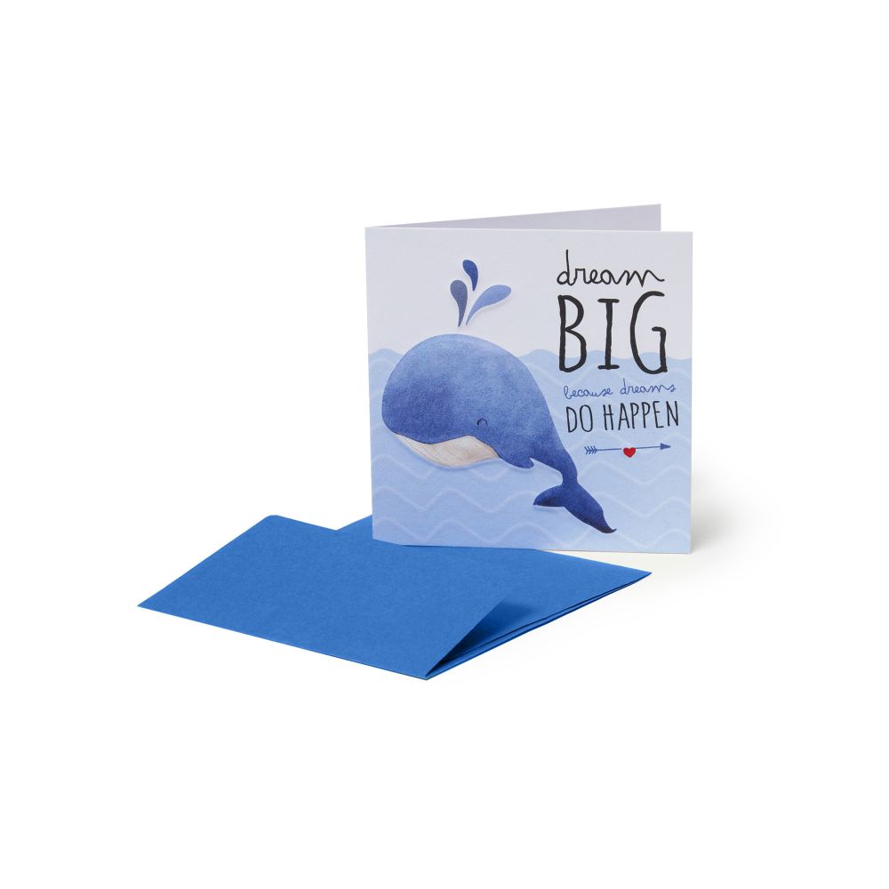 Small Greeting card, Whale, dream big (BQEV003)