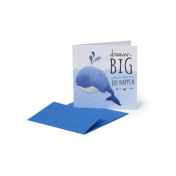 Small Greeting card, Whale, dream big (BQEV003)