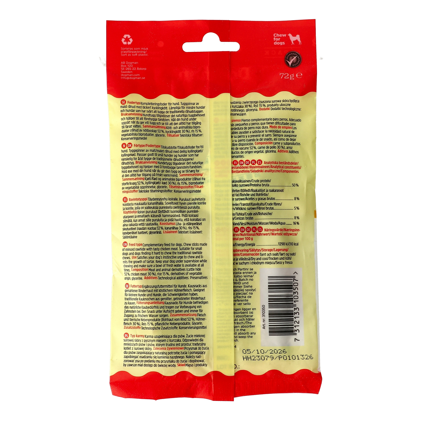 Dogman Tuggpinnar Mald Med Kyckling 6-Pack  - 2