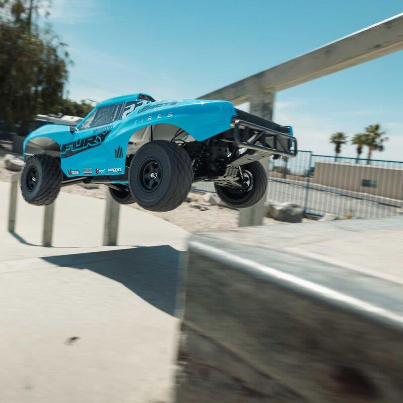 ARRMA 1/10 FURY MEGA 550 2WD Short Course Truck RTR with Battery & Charger, Blue - 4
