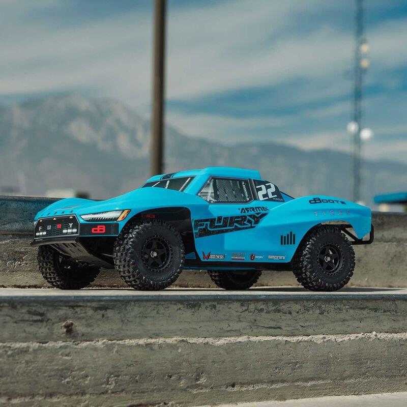 ARRMA 1/10 FURY MEGA 550 2WD Short Course Truck RTR with Battery & Charger, Blue - 9