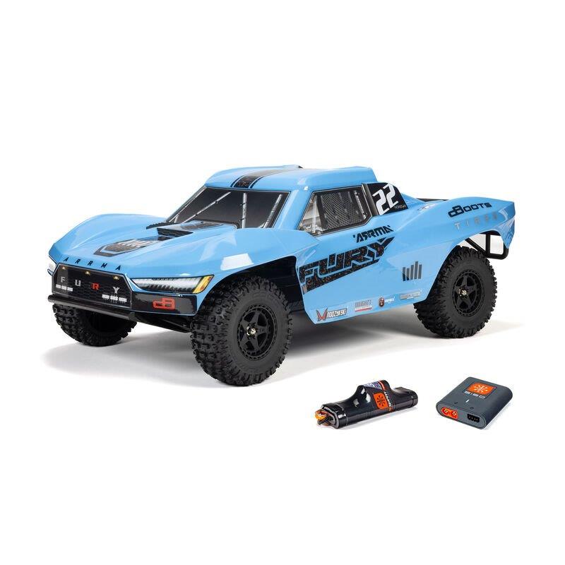 ARRMA 1/10 FURY MEGA 550 2WD Short Course Truck RTR with Battery & Charger, Blue - 2