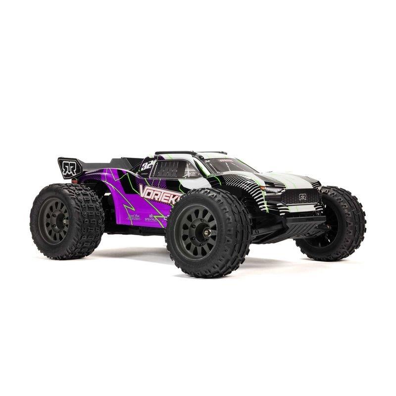 ARRMA 1/10 VORTEKS MEGA 550 2WD Stadium Truck RTR with Battery & Charger, Purple - 16