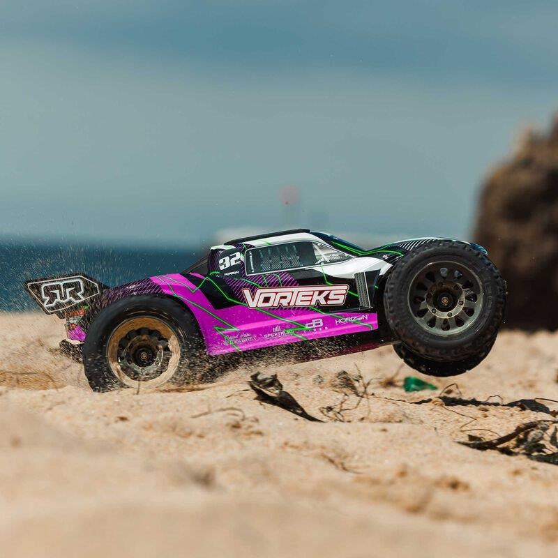 ARRMA 1/10 VORTEKS MEGA 550 2WD Stadium Truck RTR with Battery & Charger, Purple - 4