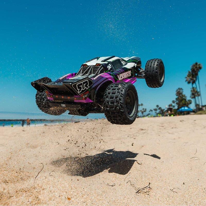 ARRMA 1/10 VORTEKS MEGA 550 2WD Stadium Truck RTR with Battery & Charger, Purple - 6