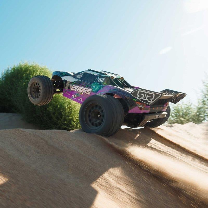ARRMA 1/10 VORTEKS MEGA 550 2WD Stadium Truck RTR with Battery & Charger, Purple - 11