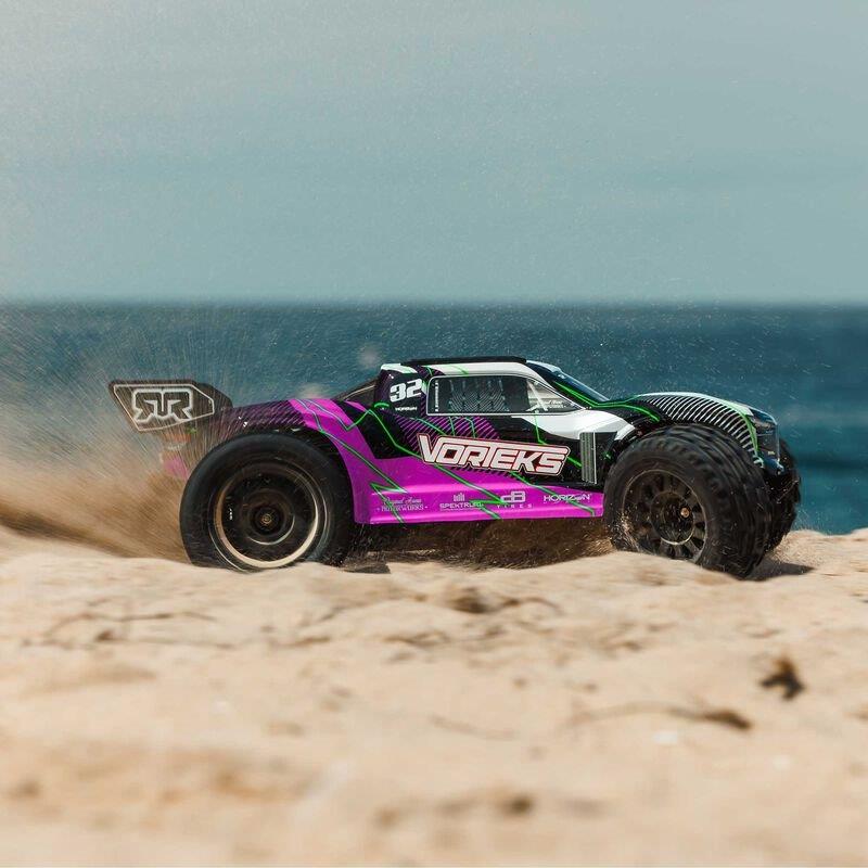 ARRMA 1/10 VORTEKS MEGA 550 2WD Stadium Truck RTR with Battery & Charger, Purple - 9