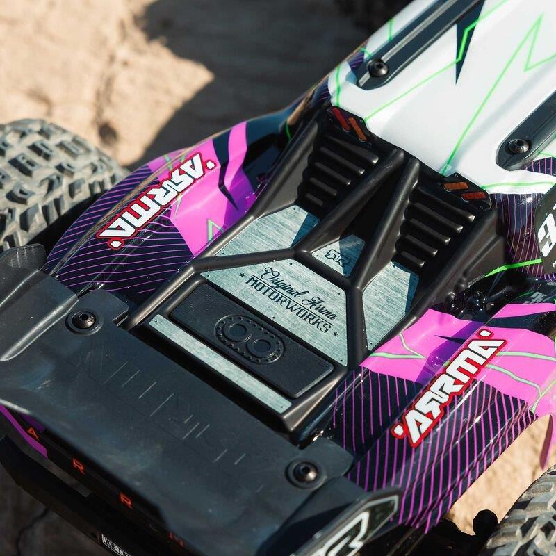 ARRMA 1/10 VORTEKS MEGA 550 2WD Stadium Truck RTR with Battery & Charger, Purple - 15