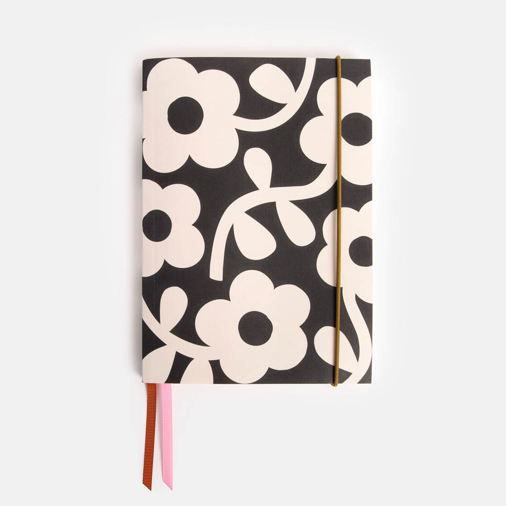 Charcoal Mono Bloom A5 Notebook