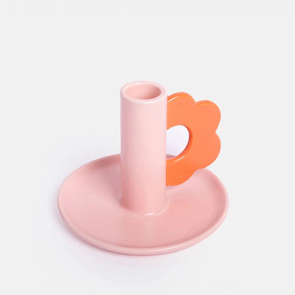 Pink/Red Flower Candle Holder - 2