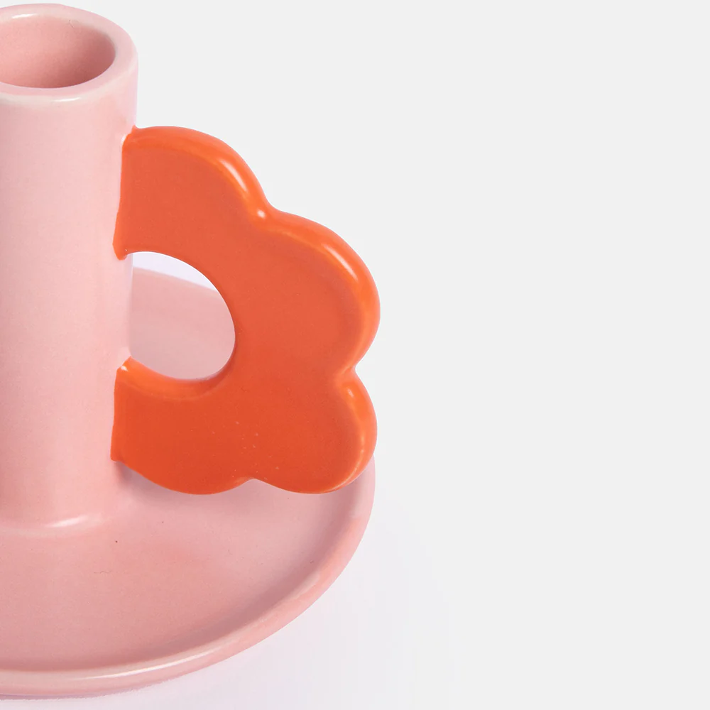 Pink/Red Flower Candle Holder - 3