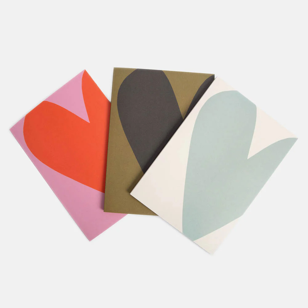 Colourblock Hearts Set Of 3 Notebooks - 3