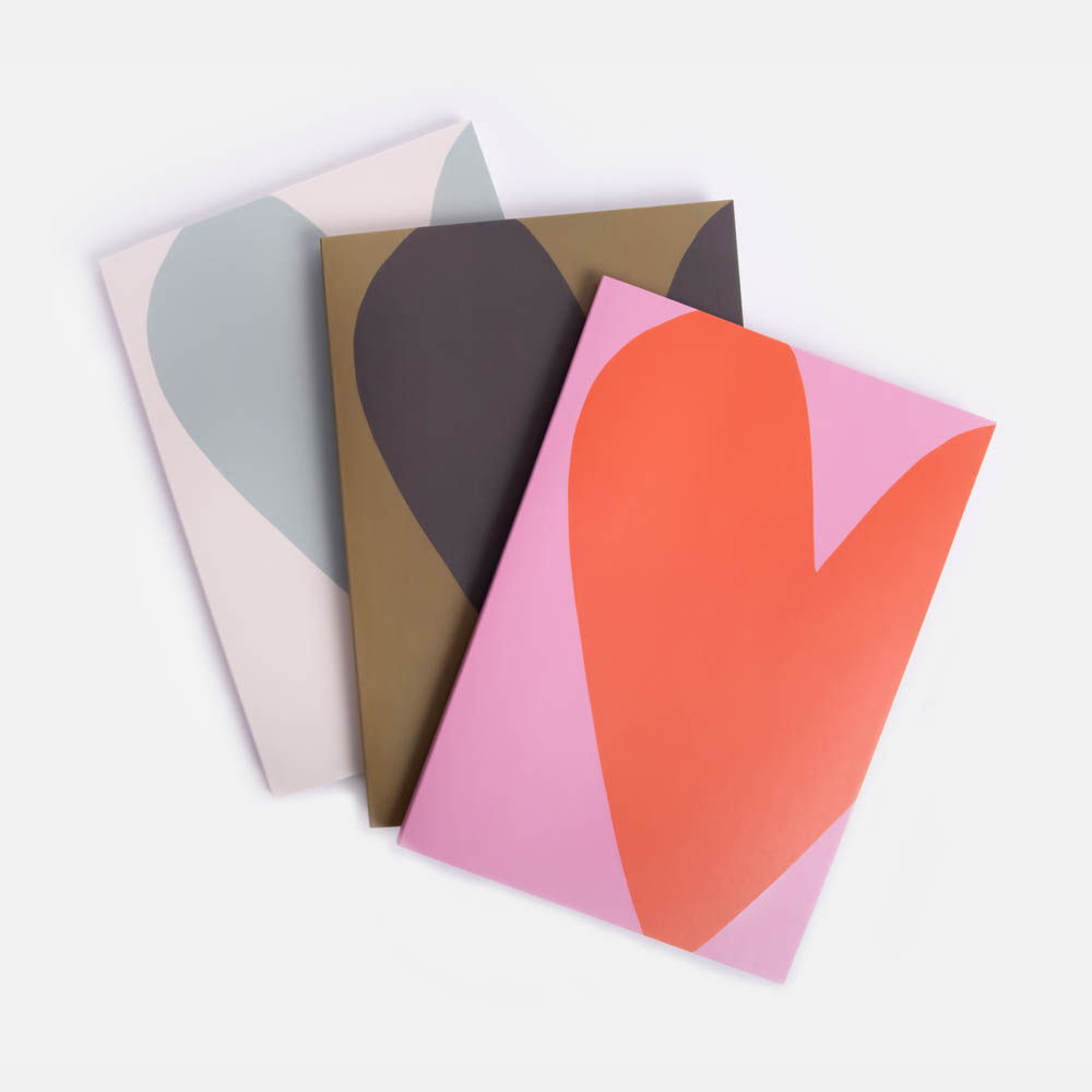 Colourblock Hearts Set Of 3 Notebooks - 2