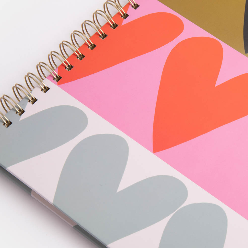 Colourblock Hearts Spiral A4 Notebook - 3