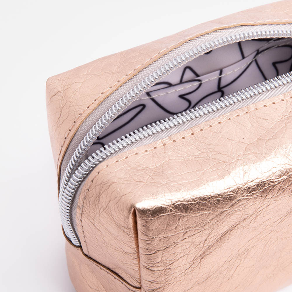 Rose Gold Kraft Mini Cube Cosmetic Bag - 3