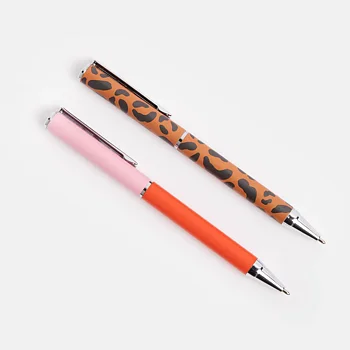 Set Of 2 Pens - Colourblock / Leopard