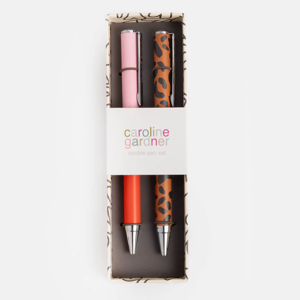 Set Of 2 Pens - Colourblock / Leopard - 2