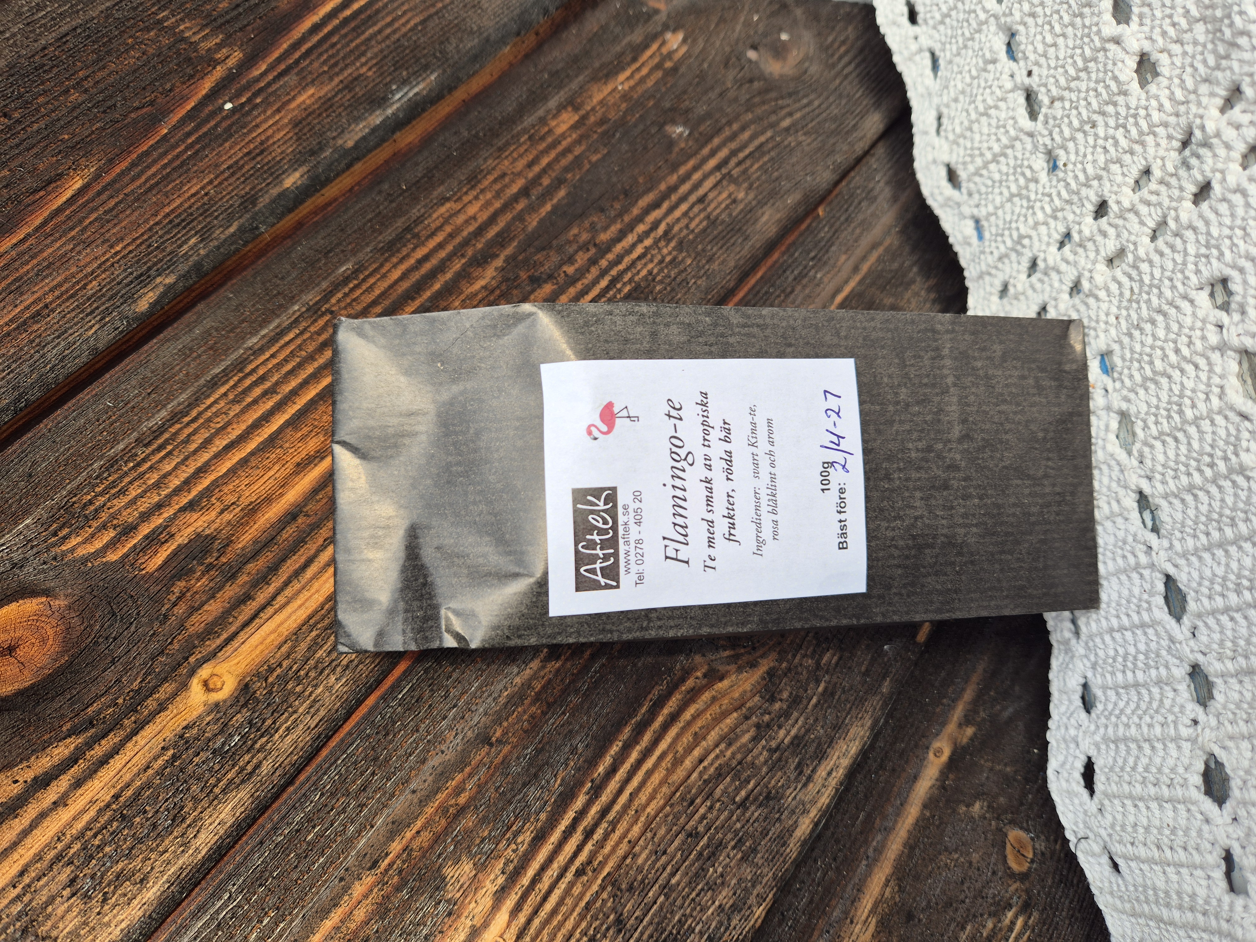 Förpackat svart te, Flamingo-te, 100gr, Aftek