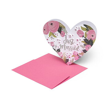 Large Greeting card, Just married, hjärtformat (BG0655)