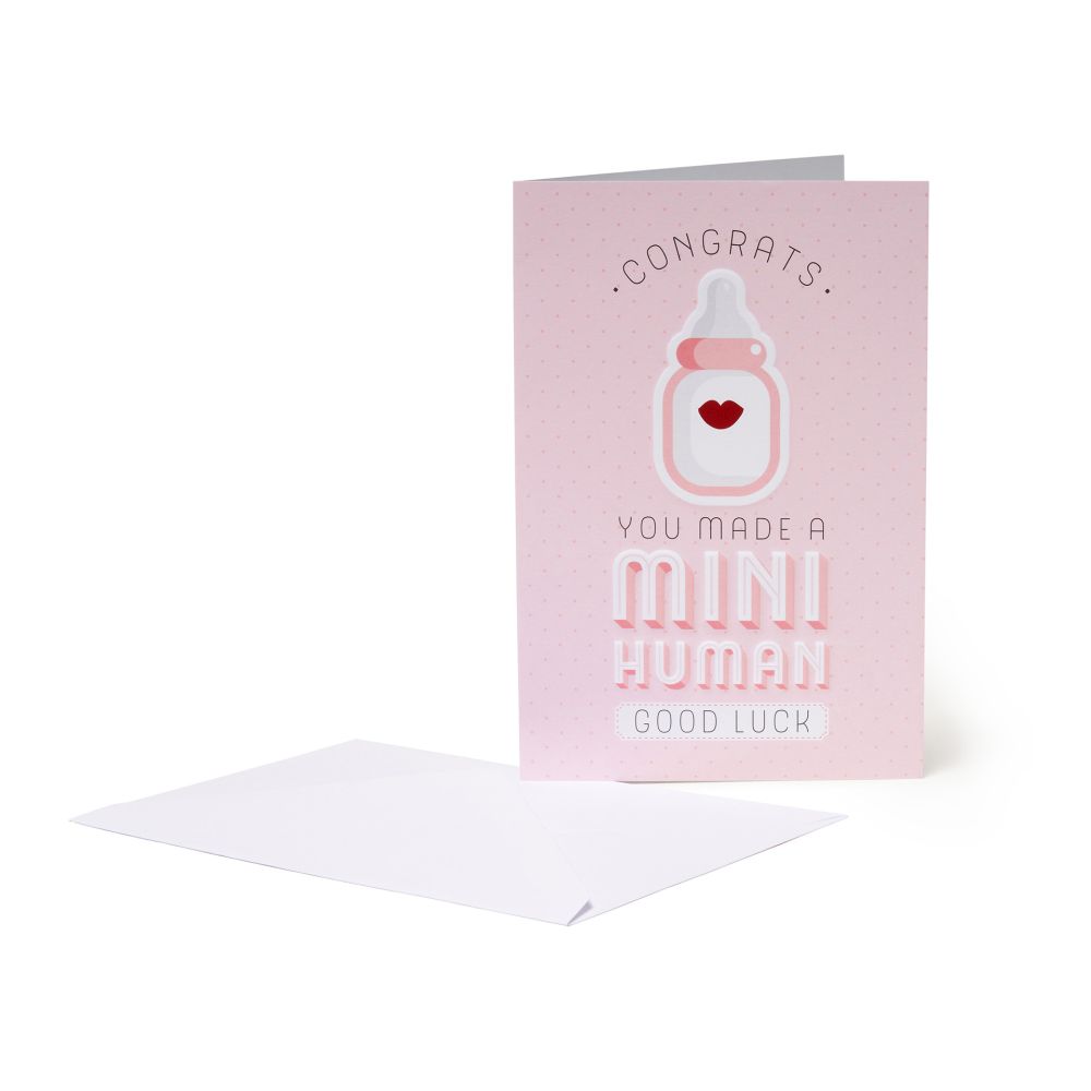 Large Greeting card, Baby girl, Mini human, Baby born (BG0670)