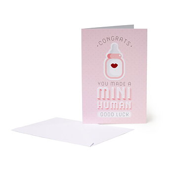 Large Greeting card, Baby girl, Mini human, Baby born (BG0670)