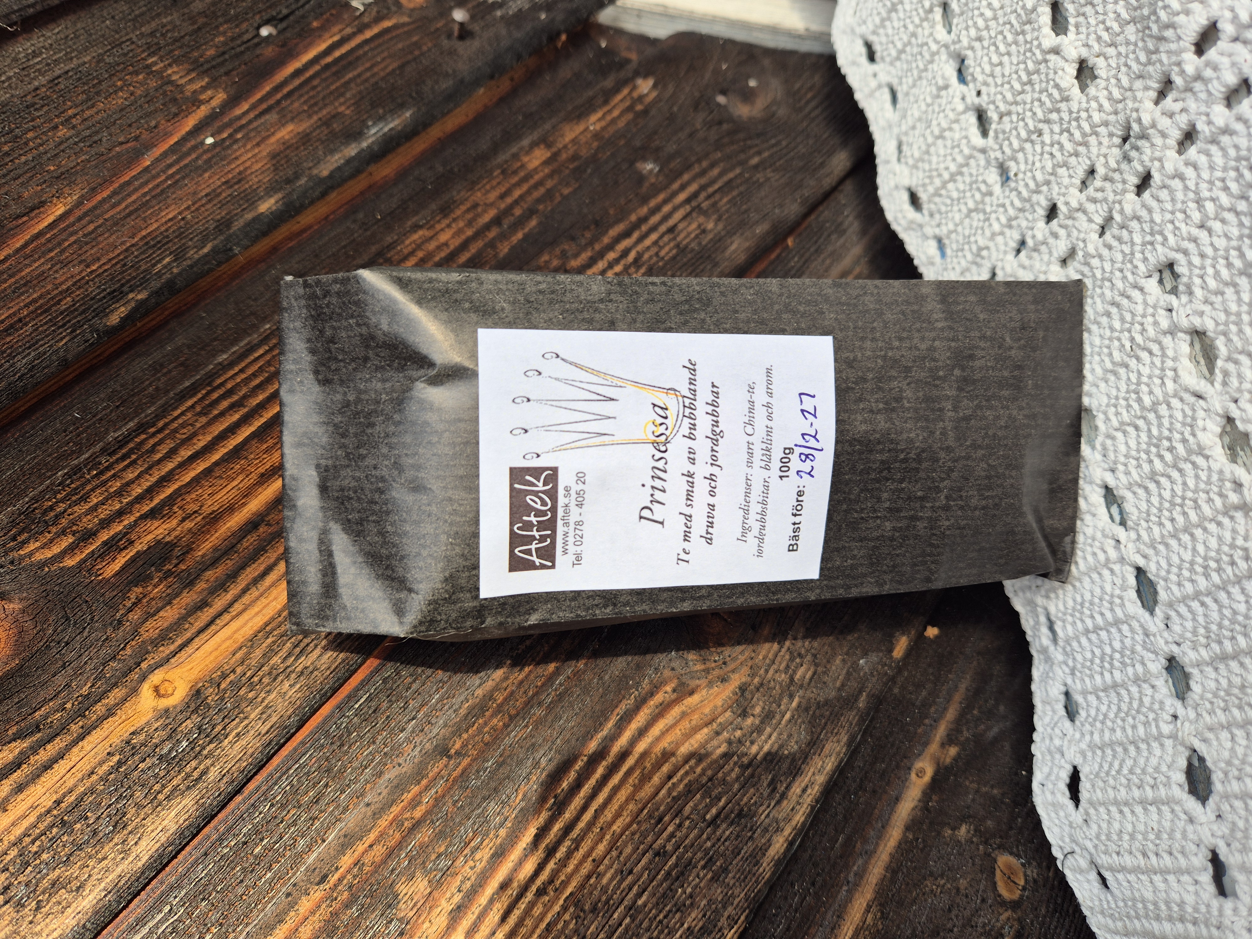 Förpackat svart te, Prinsessan, 100gr, Aftek