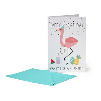Large Greeting card, Happy Birthday Party like a Flamingo (BG0702)