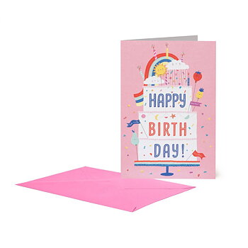 Large Greeting card, Rainbow cake, Happy Birthday (BG0781)