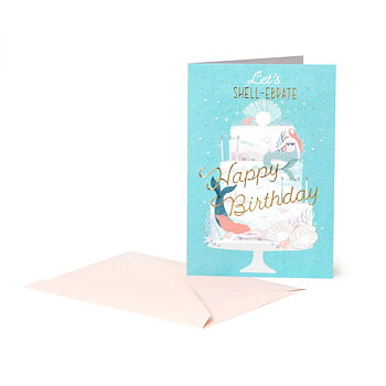 Large Greeting card, Mermaid, cake, Happy Birthday (BG0785)