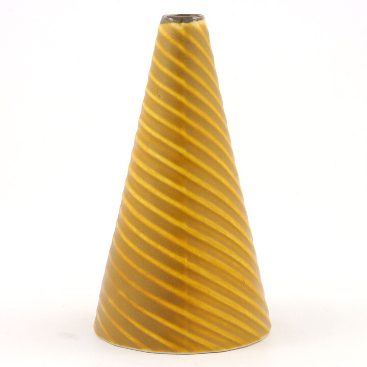 スティグ・リンドベリ  ドミノ(Domino)シリーズ  コーン型の花瓶 Vase (黄) 1954年 (13 cm)