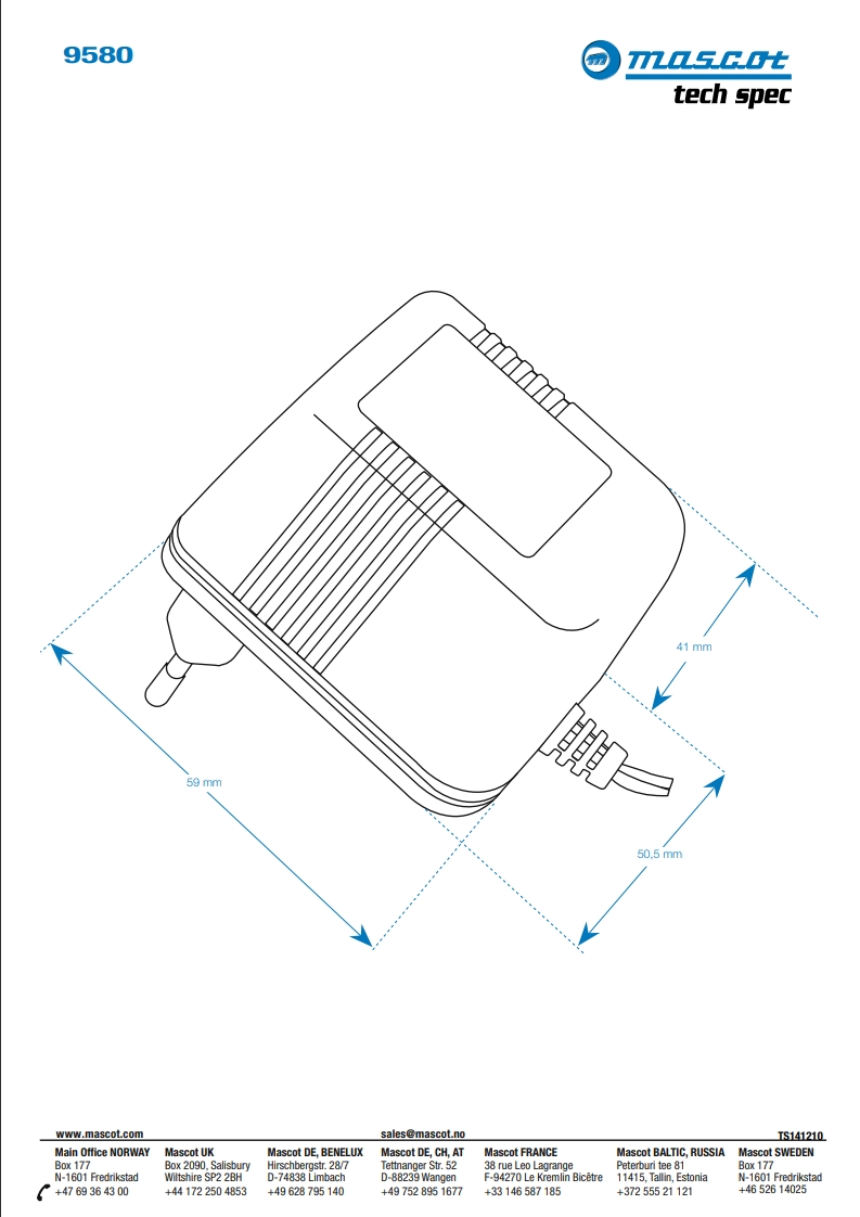 AC/AC adapter Mascot 9780, 12VAC 1.5A - 2