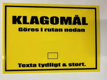 Klager skal fremsettes i boksen nedenfor, skriv tydelig og stort (21x15 cm)